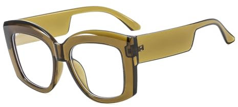 LJCZKA Oversized Square Blue Light Glasses Womens, Chunky Square Computer Glasses Anti-Fatigue, Eye Strain & Headache