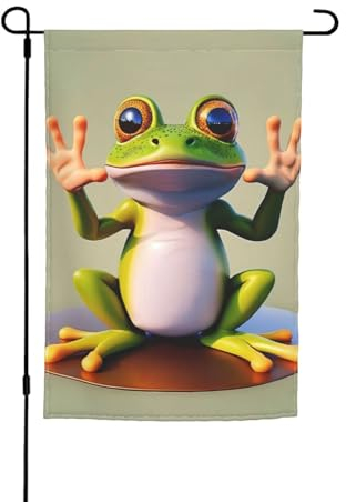 The Funny Frog Doing Yoga Gartenflagge, 30,5 x 45,7 cm, Gartenflagge, Outdoor-Dekoration, Anti-Falten, schnell trocknend, lichtecht, kann auf Balkonen, Rasenflächen verwendet werden