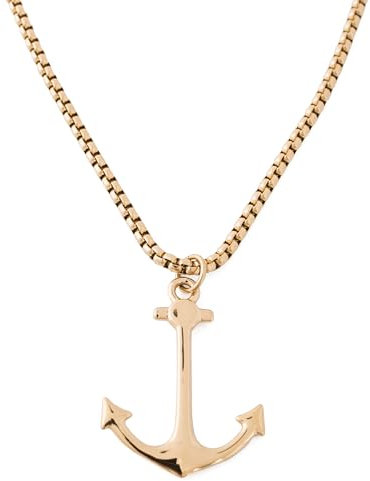 Akitsune Portus Anhänger inkl. 70cm Kette | Halskette Hafen anker Nautisch Maritim Damen Herren Edelstahl - Gold