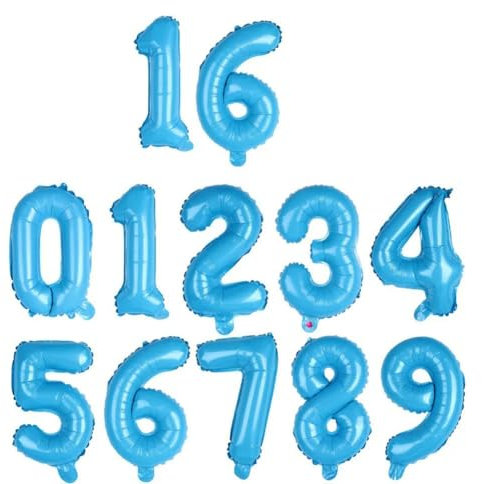 Palloncino in lamina a forma di numero, 40,6 cm, colore argento e oro rosa, 10 pezzi, colore: celeste, 22,9-40,6 cm