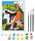 Zimrobin Peinture par numéros à partir de 5, 6, 7 ans, fille et garçon, peinture par numéros pour enfants avec cadre, 3 pinceaux et peintures acryliques, 18 x 24 cm（Dinosaure Mignon）