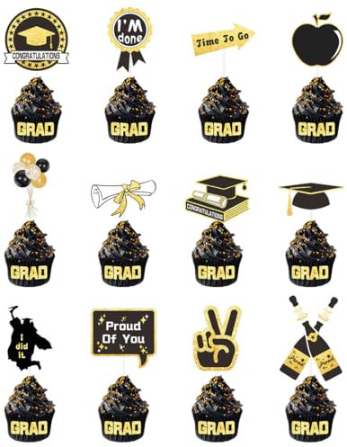 Glitzer Graduation Cupcake Toppers, Abschlussfeier Cupcake toppers, Bachelor Hut Deko