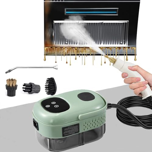 HDaspijh Pulitore A Vapore Ad Alta Pressione da 2500 W, Touch Screen + 6 Livelli di Vapore Regolabili, Serbatoio dell'Acqua da 1100 Ml Pulitore A Vapore Portatile per Cucina, Bagno, Mobili, Auto,E