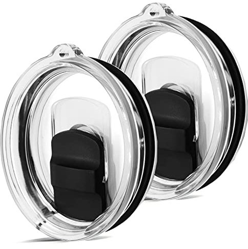 30 oz Tumbler Lids, 2 Pack Replacement Lids Compatible for YETI 30 oz Tumbler, 14 oz Mug and 35 oz Straw Mug, Spill Proof Cup Top Lids Covers with Magnetic Slider Switch, Black