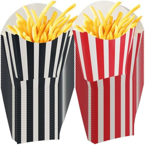 Tsffae 50pcs/set French Fry Box Small French Fry Containers French Fry Holder Popcorn Cups Paper Takeout Snack Holders Charcuterie Cups for Party