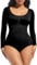 ONEW Body-Hugging Shapewear Bodysuit Crew Neck Long Sleeves Leotard Top Body Suit Tummy Control Body Shaper Black S