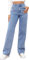 MANGGUO Jean Femme Taille Haute Coupe Droite Straight Jeans Baggy Jambes Larges amincissantes avec Tous Les Pantalon Automne Hiver Elastique Classique en Denim Jean Coupe（Couleur：Bleu Clair,Size：S）