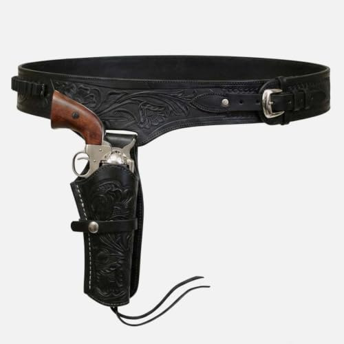 TREE OF LEATHER Old Western Cowboy-Gürtelholster, Pistolenhalter, Leder, perfekt für Cosplay und Themen-Events, Größe: 5 mm, Schwarz