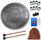 Zungentrommel,Rain Drum,6 Zoll 11 Tone Steel Tongue Drum,Stahlzungentrommel Schlagzeug Anfänger,Hand Pan Drum,Steel Pan Töne Schlaginstrument,Regentrommel,Handpan mit Schlägel,Percussion Instrumente