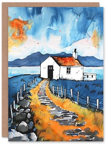 Artery8 Isle Harris White Cottage Scotland Seaside Blank For Him Or Her Art New Home Card