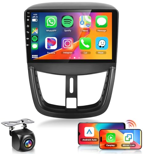 【8 Cœur 4+64G】 Hodozzy Carplay Android Auto Autoradio pour Peugeot 207 2006-2015,9 Pouce Touchsreen avec WiFi/GPS/RDS/FM/BT/USB/DSP+Canbus
