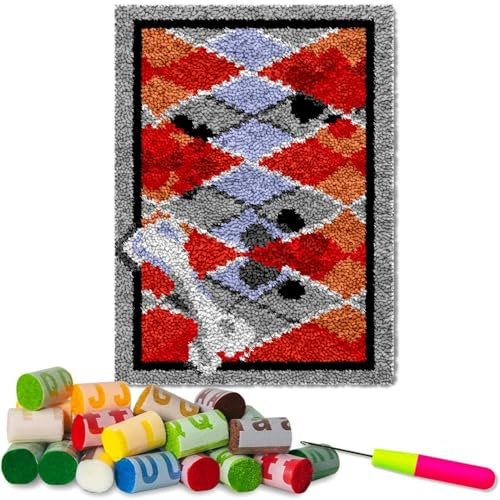 Fzamudng 55 x 75 cm Knüpfteppich Zum Selber knüpfen - Knüpfhaken-Sets für Anfänger - Tapisserie Teppich Knüpf-Sets - Knüpfsets Latch Hook Kit Selbst Knüpfen Set für Kinder und Erwachsene