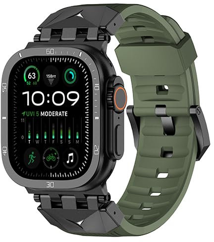 Fullmosa Kompatibel mit Apple Watch Armband Ultra 2/Ultra 49mm, Robuste TPU Apple Watch Armbänder mit Dauerhaftem Metallanschluss und Displayschutzfolie für Männer