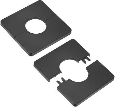 M METERXITY 2-Pack Wall Split Flange, for 1.3 Inch/32mm OD Pipe ABS Escutcheon Plate Square Self-Adhesive Plumbing Cover Plates for Water Pipe/Faucet [Black]