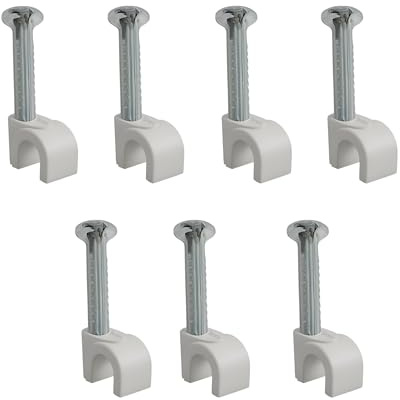 Reulin Premium 5mm Cable Clips 100+ Pack with Thick Steel Nails Super Strong & Unique Nail Design for Outdoor and Indoor Use Wire Management For Ethernet Cord Cat5 Cat6 Coax 3C2V - White 5 mm Clip