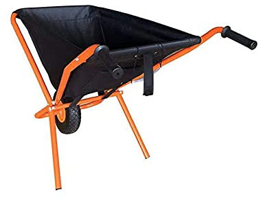 Carrello da Giardino Carrello a Ruota Singola con Maniglia Retrattile da 80 kg Tasca in Tessuto Pieghevole Salvaspazio, carriola Nera per Lavoro Esterno Pieghevole