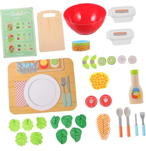 ibasenice 1 Satz Simulierter Salat Cartoon-Lebensmittel- Schneidespielzeug Aus Holz Für Kleinkinder Holzspielzeug Küche So Tun Als Holz Essen Kinderspiele Hölzern