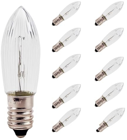 E10 Light Bulbs 2700K Warm White，3W 34V Arch Bridge Bulbs Replacement Light Bulbs，Mini Candle Bulbs Small Screw Spare Christmas Bulb for Candle Bridge,Pack of 10.