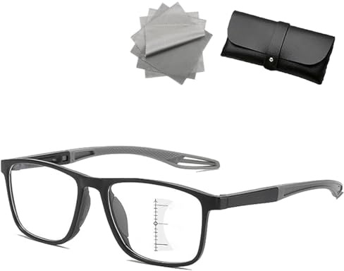 DPKSML Banogalle Brille, Banogalle Automatik Brille, Ultraleichte und bequeme Anti-Blaulicht-Brille für Presbyopie, Anti-Blaulich Intelligente Zoom Automatische Brillen (Schwarz-grau,+4.0)