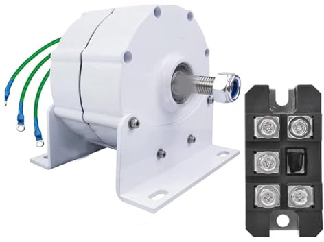 YIGECHENXIN 24v, Generatore a magneti permanenti Senza Ingranaggi 400RPM 18000W 12V 24V 48V Energia Gratuita Alternatori AC trifase per Uso Fai-da-Te su turbina eolica/Acqua (con Base)