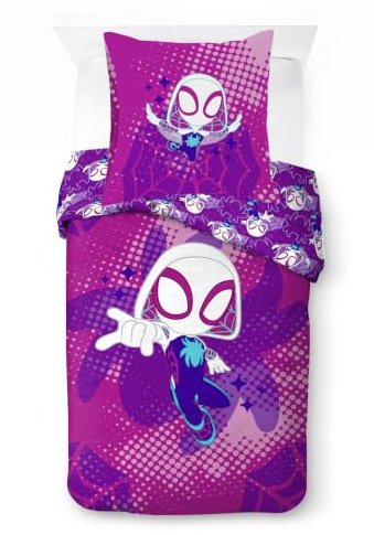 Jay Franco Kids Marvel Spidey & His Amazing Friends Bettwäscheset – 100% Baumwolle, superweiche Bettwäsche mit Kissenbezug, offiziell Lizenziertes Produkt, lila, 2-teilig, Einzelbett