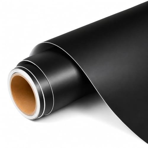 Muexoee 12 x10ft Black Matte Permanent Self Adhesive Vinyl Roll, Craft Vinyl for DIY Mugs, Car Decals, Home Decor,and Other DIY Projects