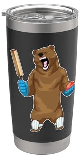 Bär Cricket Cricketschläger Sport Doppelwandiger Edelstahl-Thermobecher