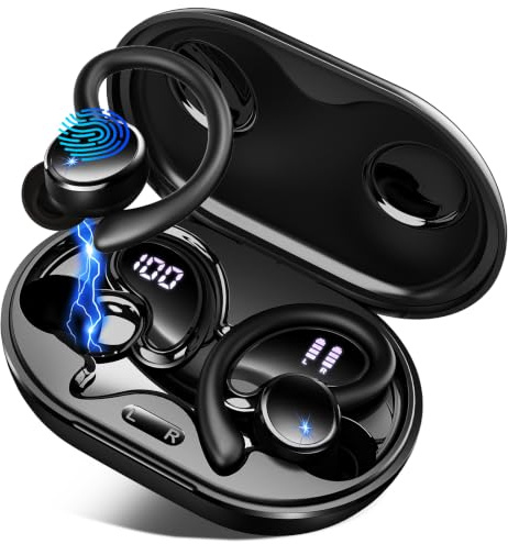 2026 Cuffie Bluetooth 5.4 Sport, 50 Ore Cuffie In Ear Cancellazione Rumore ENC e 4 HD Mics, Auricolari Bluetooth con 6D Bass Stereo, HiFi Cuffiette LED Display, IP7 Impermeabile Cuffie Senza Fili