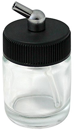 Wiltec Farbbecher für Airbrushpistole, 36 x 36 x 64 mm, Farbbehälter Glas mit Deckel 22 cm³, Saugsystem, Variante 3, Airbrush Ersatzteil