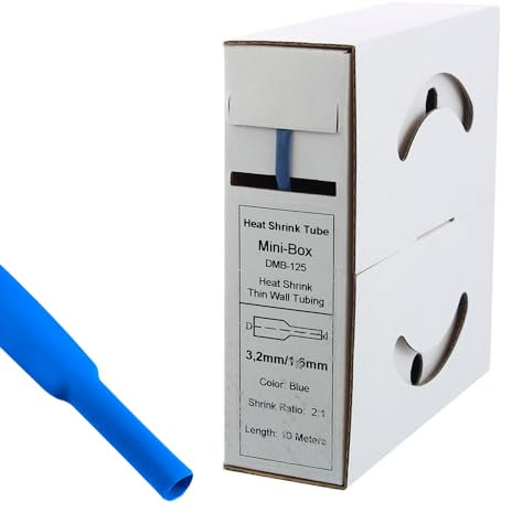 10 m Gaine thermorétractable 3,2 mm > 1,6 Bleu