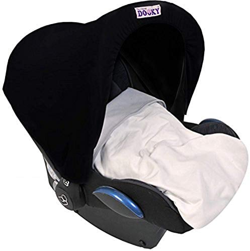 Original Dooky Hoody Sonnenschutz für Babyschalen der Altersgruppe 0+ inkl. UV-Schutz 40+ Universal geeignet für die meisten Marken, schwarz