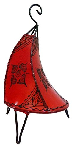 Lampada orientale da terra, lampada marocchina, in pelle, stile orientale, 40 cm, colore rosso