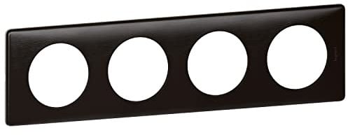 LEGRAND | Plaque 4 Postes Carbone, Céliane, Finition Métal Brillant, Montage Horizontal Ou Vertical, Compatible Avec Supports Universels