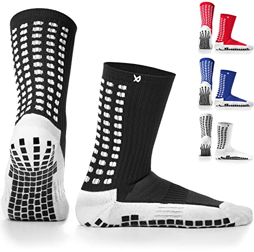 LUX Anti-Rutsch-Fußballsocken, rutschfeste Socken für Fußball, Gummipolster, hochwertige Qualität, Basketball, Wandern, Laufen, aufeinander abgestimmt, in Schwarz erhältlich