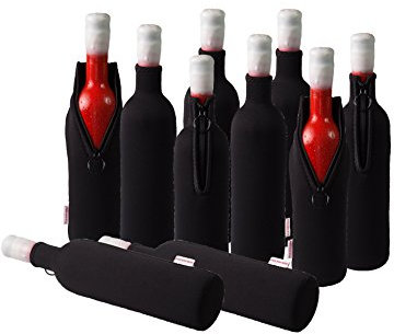 DRESS-YOUR-DRINK Neopren Flaschenkühler, Weinkühler, Getränkekühler (10er Spar-Set 0.7/0.75 Liter, Schwarz)