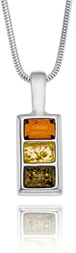 Copal Halskette Mit Rechteckigem Anhänger Aus Baltic Bernstein Und Sterling-Silber