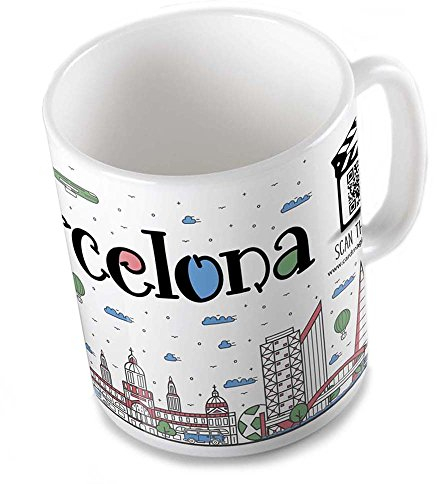 CardMagic - Tazza con codice QR – souvenir Barcelona-2. Puoi aggiungere all'istante un video o fino a 10 immagini.