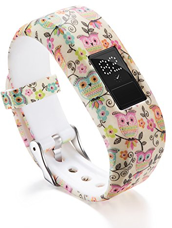 RuenTech Kinder Ersatzarmband für Garmin Vivofit Jr 2/JR/Vivofit 3 Kinder Fitnessarmband Silikon (Klein, Eulenfarbe)