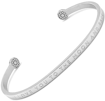 SIMPLE PLEDGE | I love you to the moon and back Armreif | Armband Damen mit Gravur in Silber, Gold, Roségold | Perfekt als Schmuck Geschenk | Blindgravur