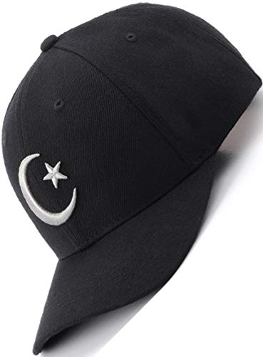 Bexxwell Baseball Cap schwarz mit Hilal 3D-Stickerei in grau (optimale Passform, Kappe, Black, Baseballcap, Mondsichel, Türkei; Turkye, Mond, Stern, Basecap,Unisex)