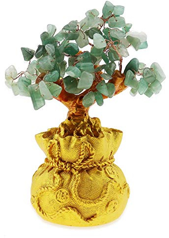 YINETTECH Feng Shui Money Luck Stone Tree Crystal Art Decoration Office Living Room Good Luck Best Gift Green