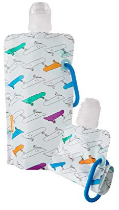 Vapur Faltbare Wasserflasche für Kinder - 0.4L/13.5oz, Skateboards