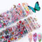 Kalolary 10 Blatt Schmetterling Nail Art Folie Transfer Aufkleber Abziehbilder Blume Nail Folie Klebstoff Aufkleber Sternenhimmel Maniküre Transfer Tipps Nail Art DIY Dekoration Zubehör Kit