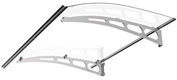 SCHARTEC Aluminium-Vordach gewölbt als Haustürvordach in 120 oder 150 cm Breite - Vordach für Haustür Überdachung (1500 x 900 mm) Eingangsüberdachung Regenschutz