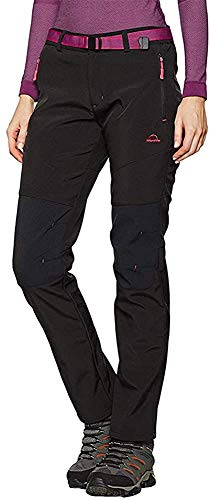 Tofern Softshellhose Wanderhose wasserdichte für Damen Gefütterte Winter Outdoorhose Thermohose Funktionshose Warm Ski Hose mit Gürtel, Ideal für Alle Outdoor Abenteuer