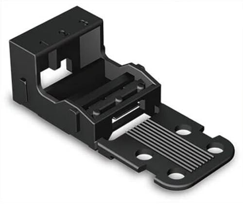 WAGO Befestigungsadapter 221-513/000-004 | für 3 Leiter-Klemmen, 4 mm², 10 Stück, mit Rastfuß, geeignet für liegende Montierung von Verbindungsklemmen, schwarz