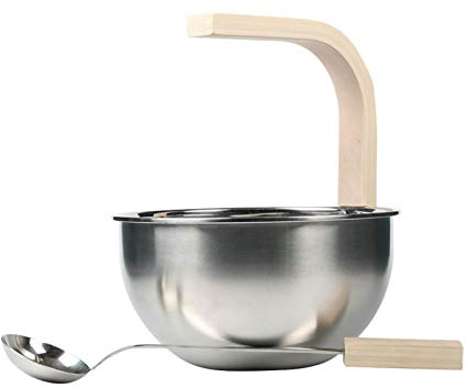 Seatechlogy Sauna Eimer Mit Kelle | Saunakübel Aus Edelstahl | 4L Aufgusseimer Sauna Zubehör Set | Saunaeimer Set