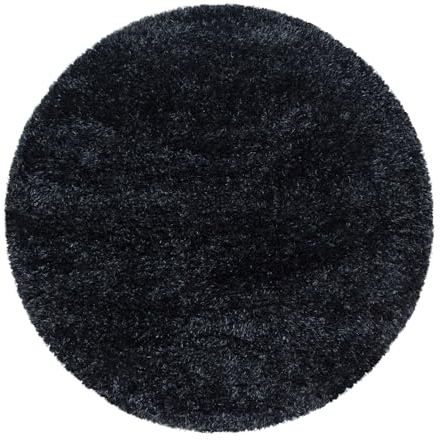Carpetsale24 Teppich Wohnzimmer Shaggy Einfarbig Design 80 cm Rund Schwarz - Hochflor Teppich Schlafzimmer Luxuriöse Kuschelig und Super Weich Langflor 50 mm Florhöhe - Flauschiger Teppich Runder