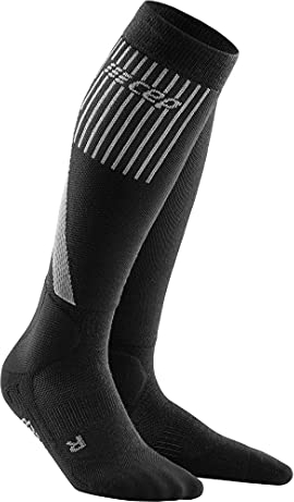 CEP - Merino Skisocken Damen mit Kompression, Ski Touring Kompressionsstrümpfe schwarz, Gr. II, S, Lange Skistrümpfe aus Merino - für warme und trockene Füße auf langen Skitouren