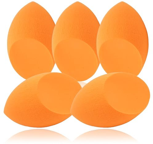 5PCs Orange Beauty Blender Foundation Applicator Set, Latex-Free Beauty Blender Sponges for Makeup Application, Makeup Sponges for Girls